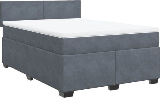 vidaXL Boxspring met matras fluweel donkergrijs 160x200 cm