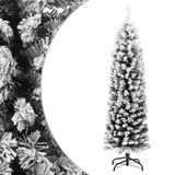 vidaXL Kunstkerstboom met sneeuw smal 150 cm PVC groen