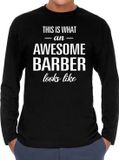 Bellatio Decorations Awesome Barber - geweldige barbier cadeau shirt long sleeve zwart heren - beroepen shirts / verjaardag cadeau M