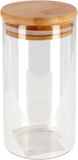 Merkloos Gerimport Voorraadpot - 4x - borosilicaatglas met bamboe deksel - 1,3 liter - 10x27,5 cm