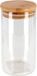 Merkloos Gerimport Voorraadpot - 4x - borosilicaatglas met bamboe deksel - 1,3 liter - 10x27,5 cm
