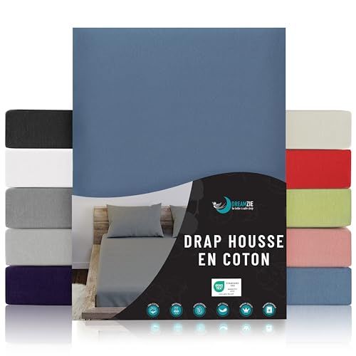 Jersey Dreamzie Jersey Katoenen Hoeslakens Blauw - 100 x 200 cm
