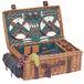 Les Jardins de la Comtesse - Groen Rieten Picknickmand - Champs Elysées - Lederen riemen - 4 Personen - Koeler/Deken- Porseleinen borden en glazen wijnglazen - 57 x 37 x 23 cm