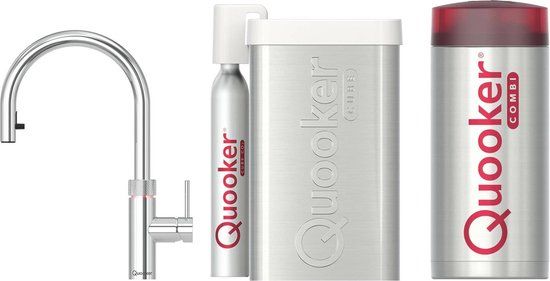 Quooker Flex Kokendwaterkraan - C uitloop - COMBI+ en CUBE reservoir - 5 in 1 - Chroom