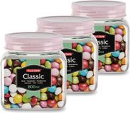 Plasticforte Keuken Voedsel Voorraadpot - Set van 4 stuks - Weckpot - Roze - 800 ml - Kunststof