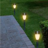 Lumineo Nova - Set van 6 Solar LED Tuinverlichting - RVS - 26 cm