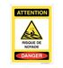AUA SIGNALETIQUE - Bord voorgeboord met afgeronde hoeken - Aandacht Deanger Risque De Noyade - 150 x 210 mm, aluminium Dibond 3 mm