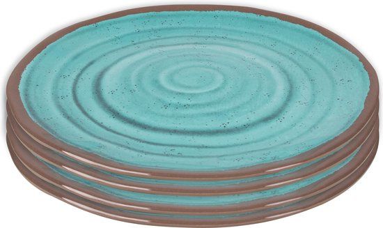 Bo-Camp Ontbijtbord - Halo - 4 stuks - Aqua - Melamine