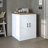 Roomart ATLANTIC-II Wasmachine Ombouwkast 70x90 cm - Onderkast - Wit Eiken