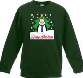 Bellatio Decorations Bol Groene kersttrui pinguin voor kerstboom voor jongens en meisjes - Kerstruien kind 152/164