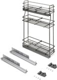 Emuca Uitschuifbaar flessenrek TitaneMax, met zachte sluiting, links, 3 dienbladen, module 150mm, Staal, Antracietgrijs