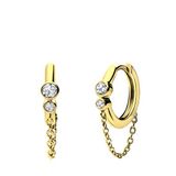 Lucardi Dames Zilveren goldplated oorringen zirkonia met ketting