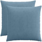 vidaXL Kussensloop 2 stuks HEERLEN Blauw 70 x 70 cm corduroy