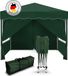 Kronenburg Tente pliante Tente de réception 3 x 3m, Couleur Vert - 4 éléments latéraux - Pavillon étanche - Protection UV 50
