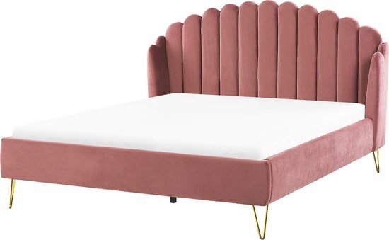 AMBILLOU - Tweepersoonsbed - Roze - 180 x 200 cm - Fluweel