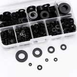 Famanu – Nylon sluitringen assortiment 650 stuks zwart kunststof M2 tot M10 isolerend