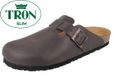TRON Escalet, sandale claquette slim pour femmes et hommes, semelle intérieure ergonomique, couleur marron foncé, en cuir nubuck - Taille : 44