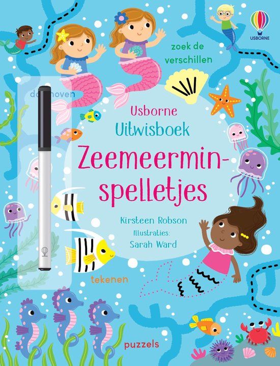 Zeemeerminspelletjes Usborne Uitwisboek 1 - Zeemeerminspelletjes