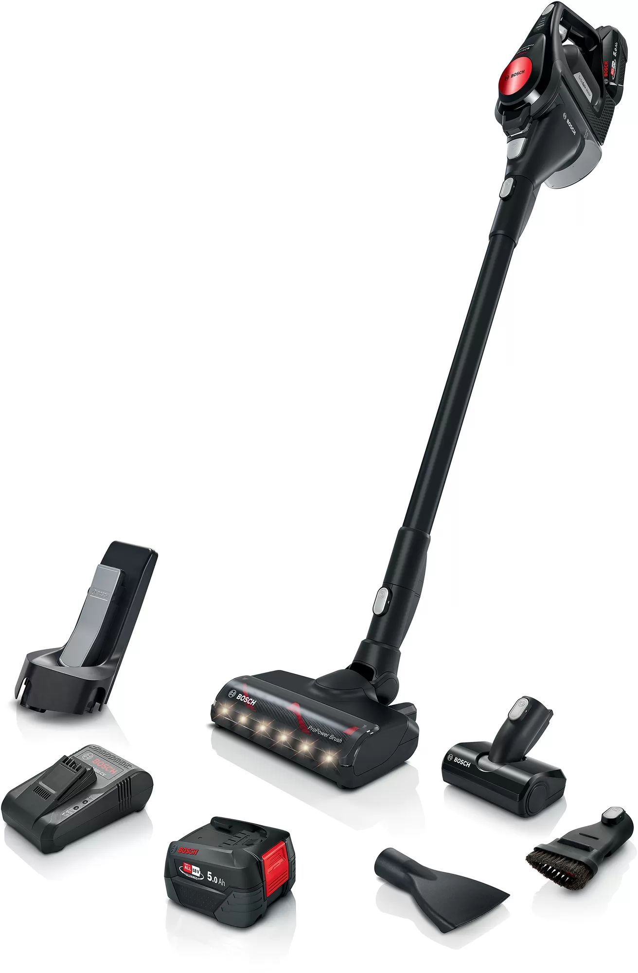 Bosch Serie 8 BCS82PWR25 Steelstofzuiger - Draadloos - Zakloos - Zwart/Rood
