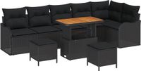 vidaXL Tuinbank Set 9-delig Zwart