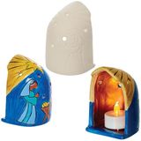 Baker Ross FN652 Kerststal keramische theelichthouder – set van 2, decoratieve kersthouders met klassieke kerstmotieven