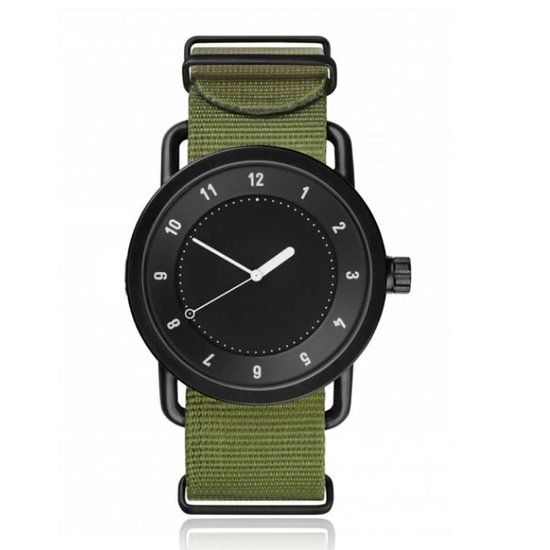 LGT JWLS Retro Herenhorloge met Nylon Canvas Band Groen