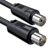 1aTTack.de SAT-antennekabel 5,0 meter 2x afgeschermde coaxiale stekker > coaxiale aansluiting coax zwart St-Ku 75db