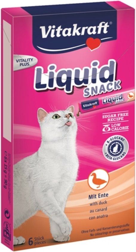 Vitakraft Cat Liquid Eend - Kattensnack - 6 stuks