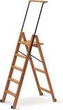 Arredamenti Italia Tuscania 5 Ciliegio - Huishoudtrap 5 Treden - Ladder met verstelbare Houvast en Anti-Slip - Inklapbaar - Beukenhout - ARIT - Il cuore del legno