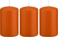 Trend Candles Bougie cylindrique/bougie tronc - 3x - orange - 5 x 8 cm - 18 heures de combustion