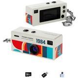 ELVANZA Mini-pocketcamera voor buitensporten, 2-in-1 foto + video, 32 GB, wit