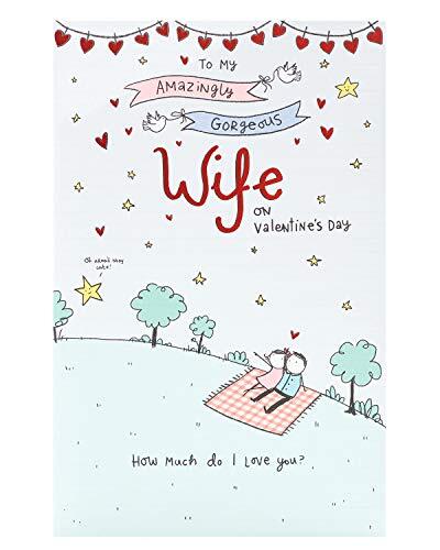 UK Greetings Vrouw Valentijnsdag kaart, Valentijnsdag kaart voor mijn vrouw, Valentijnsdag kaart voor haar, romantische Valentijnsdag kaart voor mijn geweldige vrouw