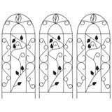 Merkloos Klimplantenrek Set van 3 - Plantensteun met Boog en Bladdecoratie - Zwart IJzer - Weersbestendig Plantenrek - 40 x 100 cm