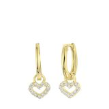 Lucardi Meisjes Oorring met plating - Hart - Zirkonia - Goudkleurig