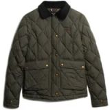 Superdry Gevoerde jas met ribfluwelen afwerking Dames - Gewatteerde jassen - Army Khaki - Maat UK14/EU42