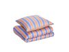 Hübsch Solace Parure de lit simple bleu/orange - taie d'oreiller 60 x 63 cm + housse de couette 140 x 200 cm