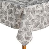 ESSEX - Tafelkleed Stems, 145 x 220 cm, 100% polyester, afwasbaar, bladeren - grijs
