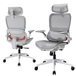 SIHOO B100 Ultra Chaise de Bureau Ergonomique, Chaise de Bureau en Maille avec Soutien Lombaire Adaptatif, Chaise d’Ordinateur avec Large Appui-Tête, Chaise de Bureau avec Accoudoirs Relevables et Pivotants à 360°, Gris Clair