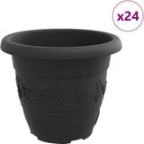 vidaXL Ronde Bloempot Zwart Kunststof Ø 22 x 18 cm