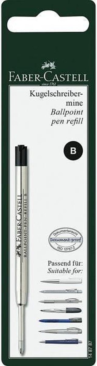 Faber-Castell Vulling Faber Castell Hexo Balpen, B, Zwart op blisterkaart FC-148787