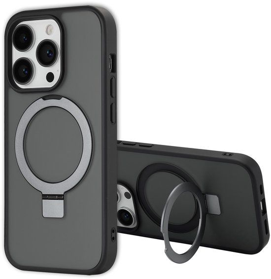 Accezz Ring Stand Backcover met MagSafe voor de Apple iPhone 14 Pro - Zwart