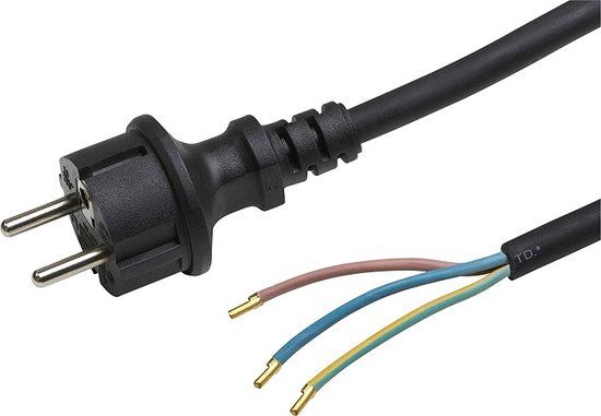 SGN Stroomkabel H07RN-F 3G 1,5mm² schuko stekker 3 meter - Zwart