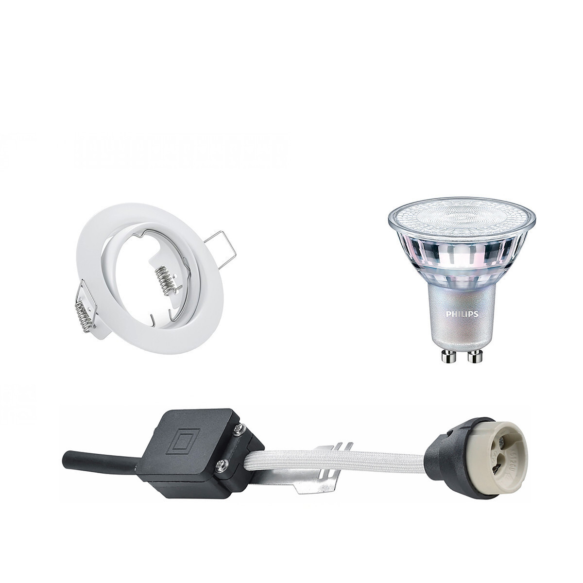 BES LED LED Spot Set - GU10 Fitting - Inbouw Rond - Mat Wit - Kantelbaar Ø83mm - Philips - MASTER 927 36D VLE - 3.7W - Warm Wit 2200K-2700K - DimTone Dimbaar