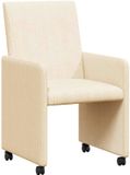 vidaXL Eetkamerstoelen met wielen 2 stuks Katoenen stof Crème