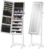 HOMCOM Vrijstaande Sieradenkast - MDF - Wit - 46x36,5x151,5cm