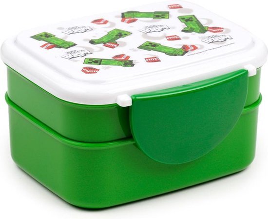 Minecraft Creeper & TNT Clip Bento Box Lunchtrommel met bestek broodtrommel