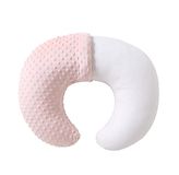 QUENESS Voedingskussen met hoes voor babyjongens en -meisjes, borstvoedingskussen met kussensloop voor borstvoeding, flesvoeding, babyondersteuning met afneembare voedingskussenhoes (lichtroze)