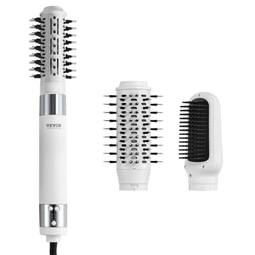 VEVOR Haardroger, ionen-haardrogerborstel, 110.000 omw/min, airstyler met ovale & peddelborstel, 4 temperatuur- en 3-snelheden, föhnborstels, stylingtool voor drogen, volumerend gladmaken