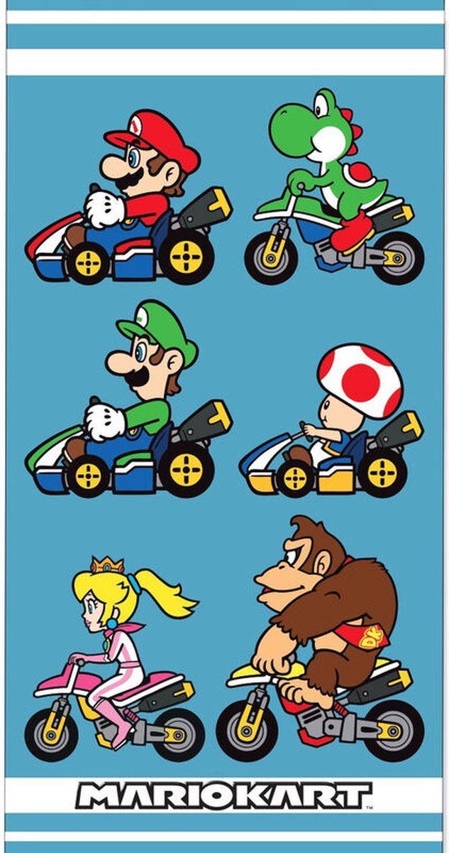 Super Mario Panda Super Mario Kart strand handdoek - Karts - 140 x 70 cm