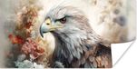 PosterMonkey Poster Arend - Adelaar - Vogel - Bloemen - Natuur - 150x75 cm